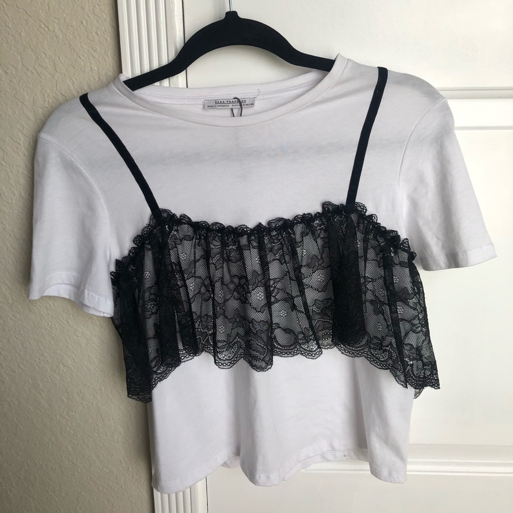 Zara Lace Overlay Top